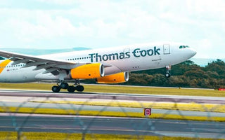 Thomas Cook aircraft taking off, illustrating the collapse of the travel company due to cash flow pressures.