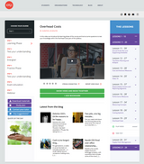 Educational website interface with course navigation and video player