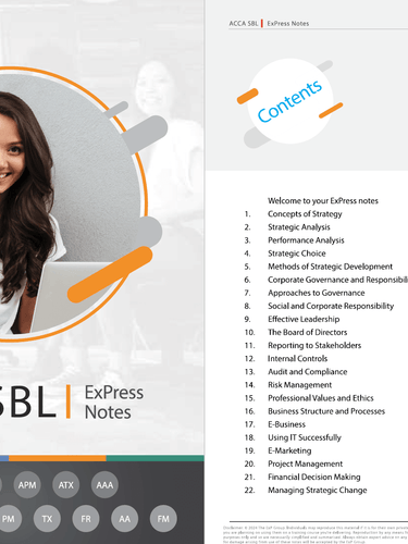 ACCRA SBL ExPress Notes by The Exp Group with a woman's profile and table of contents on a white background.