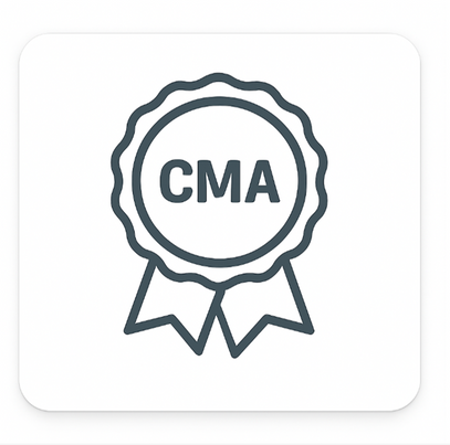 CMA certification badge icon on a white background