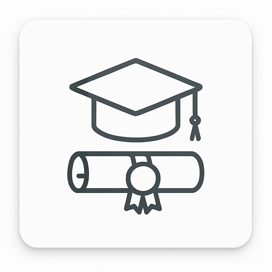 Graduation cap and diploma icon on a white background