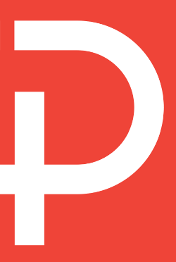 White Cyrillic letter 'Р' on a red background