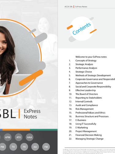 ACCRA SBL ExPress Notes by The Exp Group with a woman's profile and table of contents on a white background.