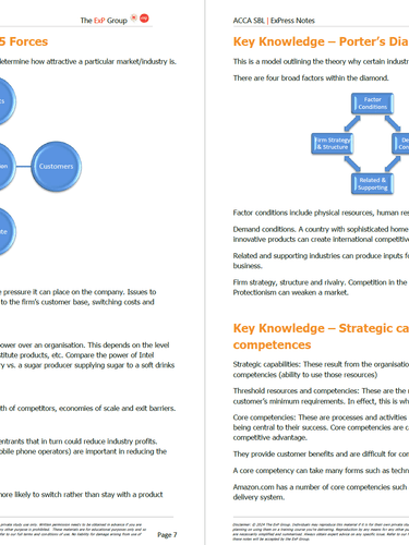 Educational page about Porter's Five Forces and Diamond model with diagrams and text.
