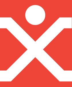 White 'X' symbol on a red background