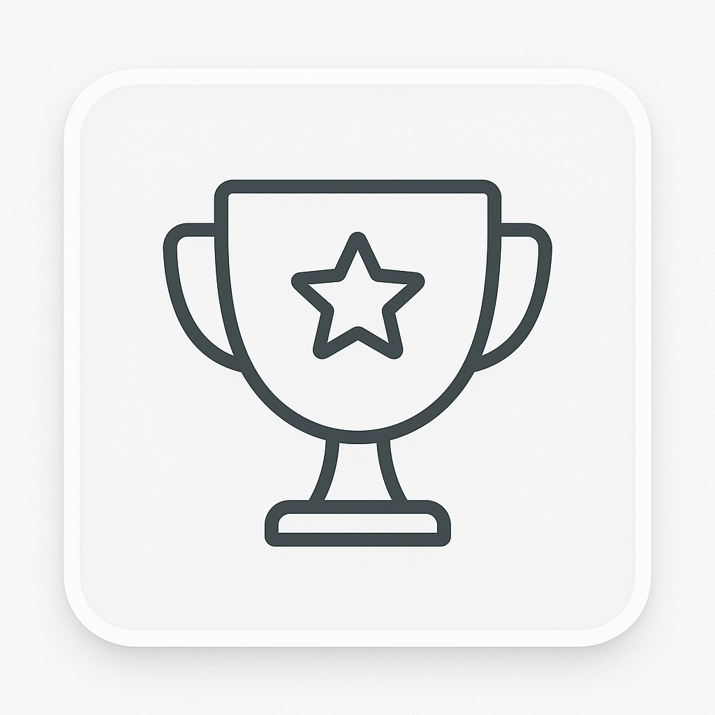 Icon of a trophy with a star on a white background