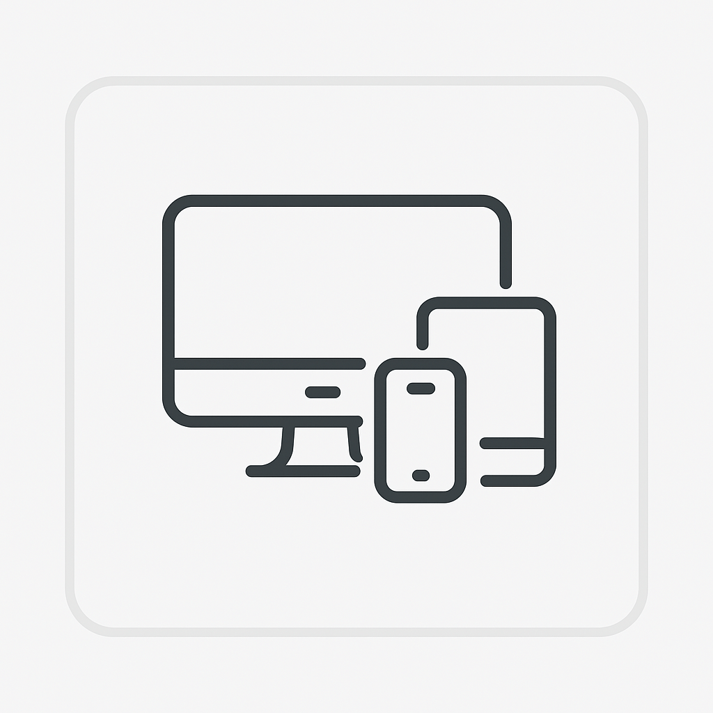 Line drawing of a computer monitor, keyboard, and mouse on a light gray background