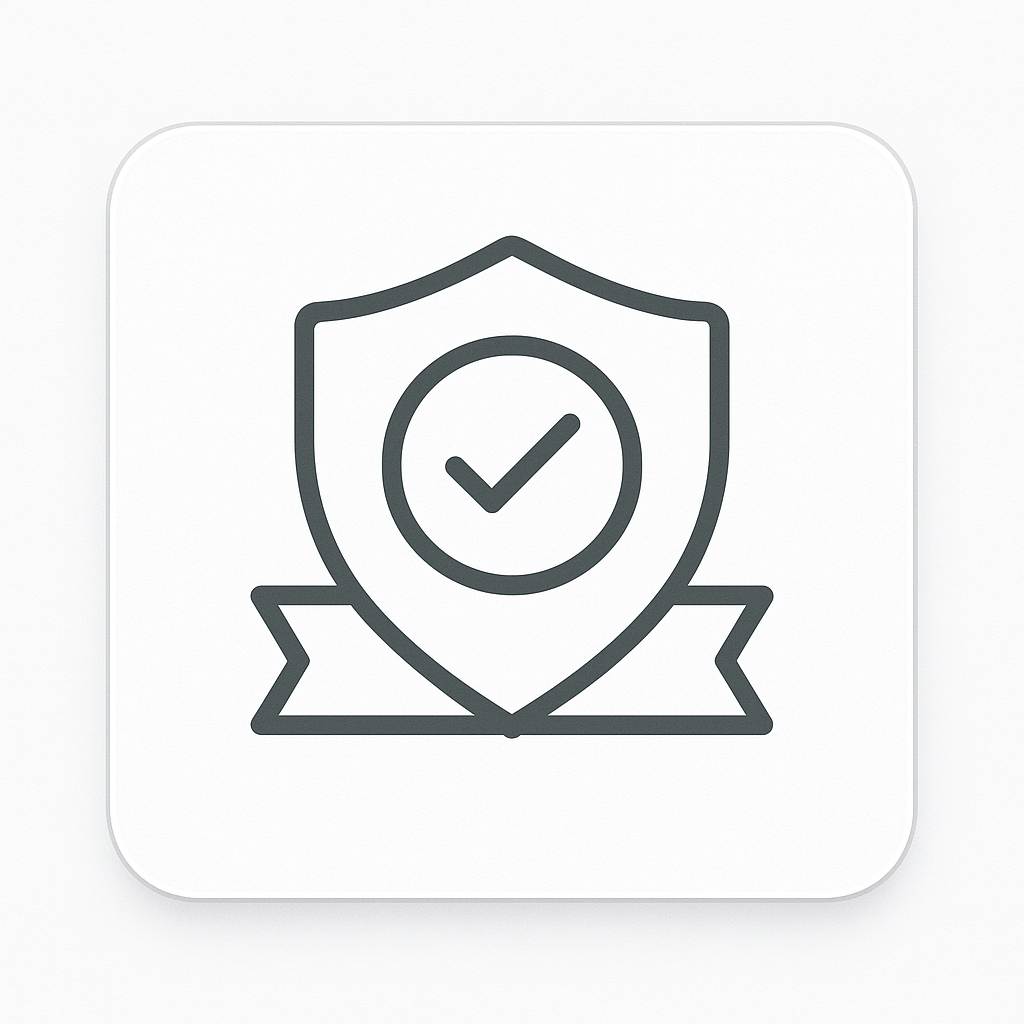 Icon of a shield with a check mark inside on a white background