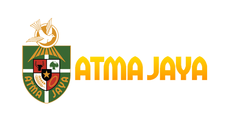 Logo of Atma Jaya with a shield design and text on a white background