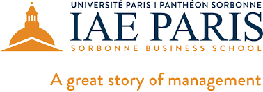Logo of IAE Paris Sorbonne Business School with text 'Université Paris 1 Panthèon Sorbonne' and tagline 'A great story of management'.